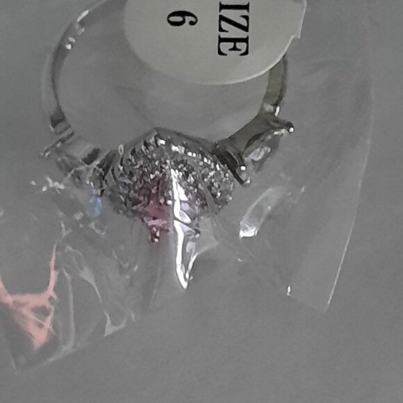 3ct Pink/White Water Drop CZ Ring 925 Silver - Picture 3 of 3